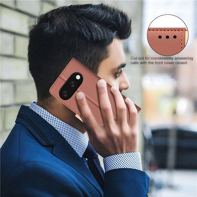 BINFEN COLOR BF33 for Google Pixel 9a Leather Case Splicing Color RFID Blocking - Brown