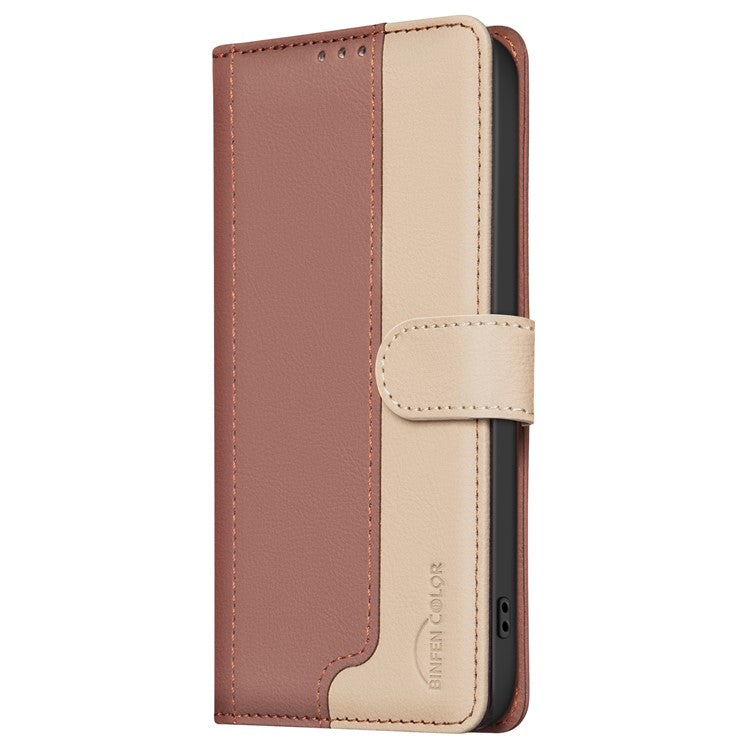 BINFEN COLOR BF33 for Google Pixel 9a Leather Case Splicing Color RFID Blocking - Brown
