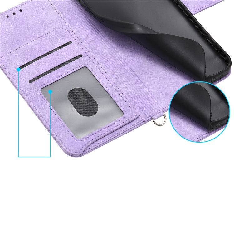 For Samsung Galaxy S25 Case Flower Pattern PU Leather Wallet Phone Cover with Strap - Light Purple