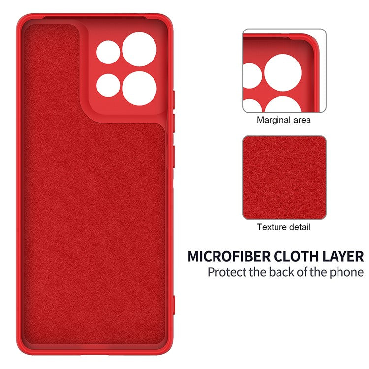 For Motorola Moto G75 5G Case Liquid Silicone Anti-Scratch Phone Cover with Hand Strap - Red