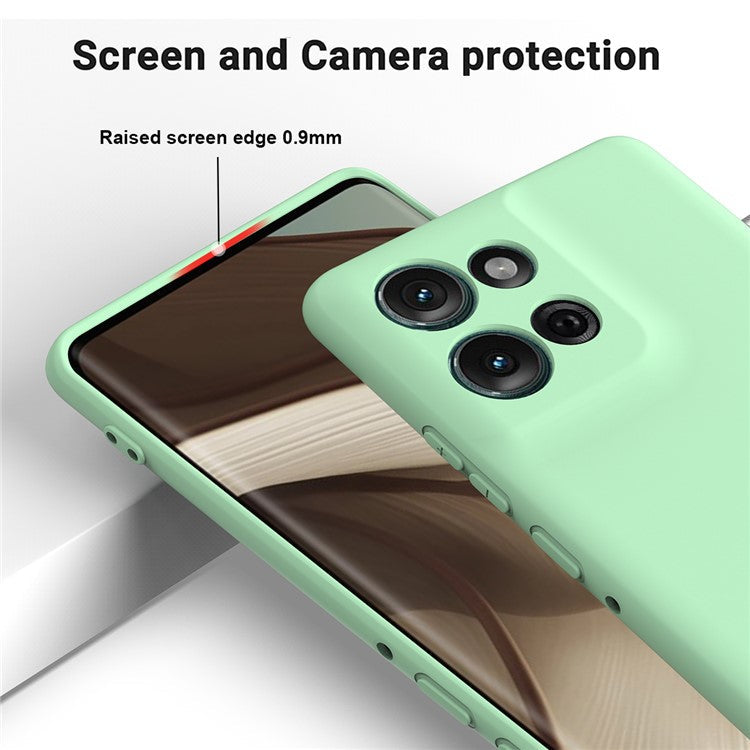 For Motorola Moto G75 5G Case Liquid Silicone Anti-Scratch Phone Cover with Hand Strap - Green