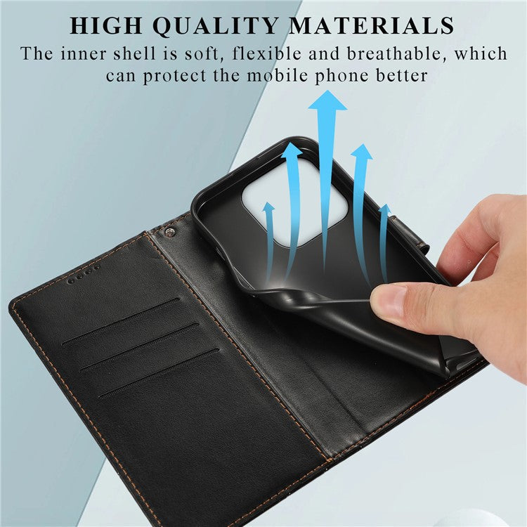 DF-06 For Xiaomi Redmi Note 14 5G / 14 4G Phone Case Line Imprint Leather Wallet Cover - Black