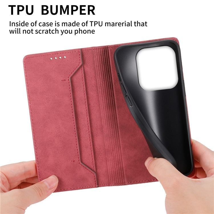 DF-05 For Xiaomi Redmi Note 14 5G / 14 4G Wallet Case RFID Blocking PU Leather Phone Cover - Red