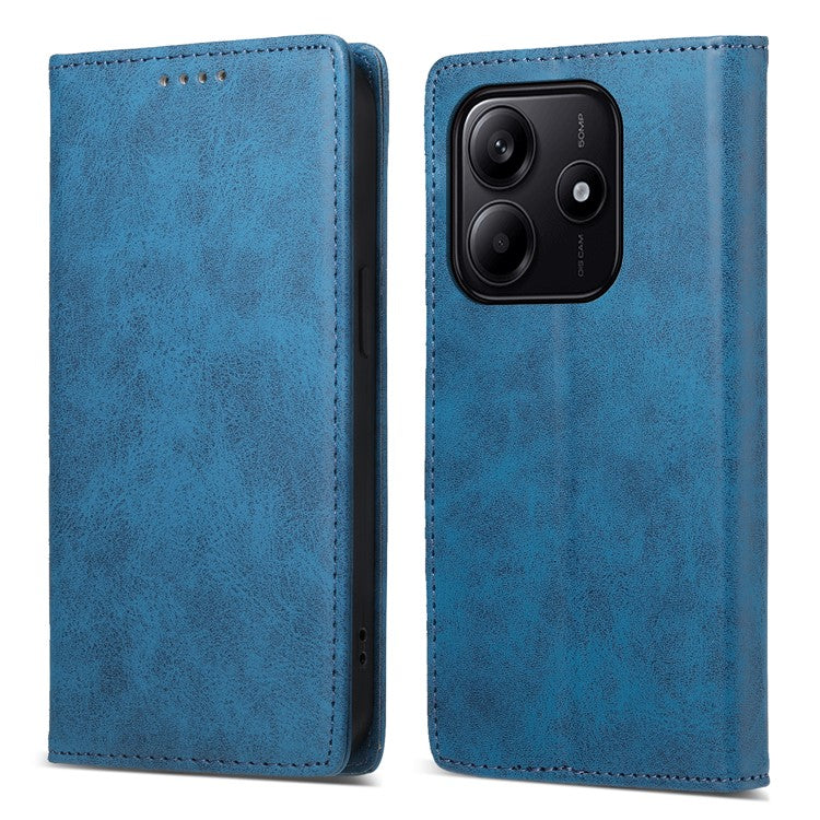 DF-05 For Xiaomi Redmi Note 14 5G / 14 4G Wallet Case RFID Blocking PU Leather Phone Cover - Blue