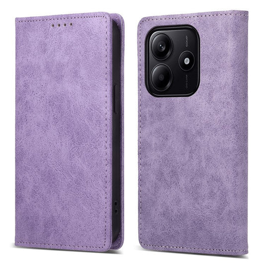 DF-05 For Xiaomi Redmi Note 14 5G / 14 4G Wallet Case RFID Blocking PU Leather Phone Cover - Purple