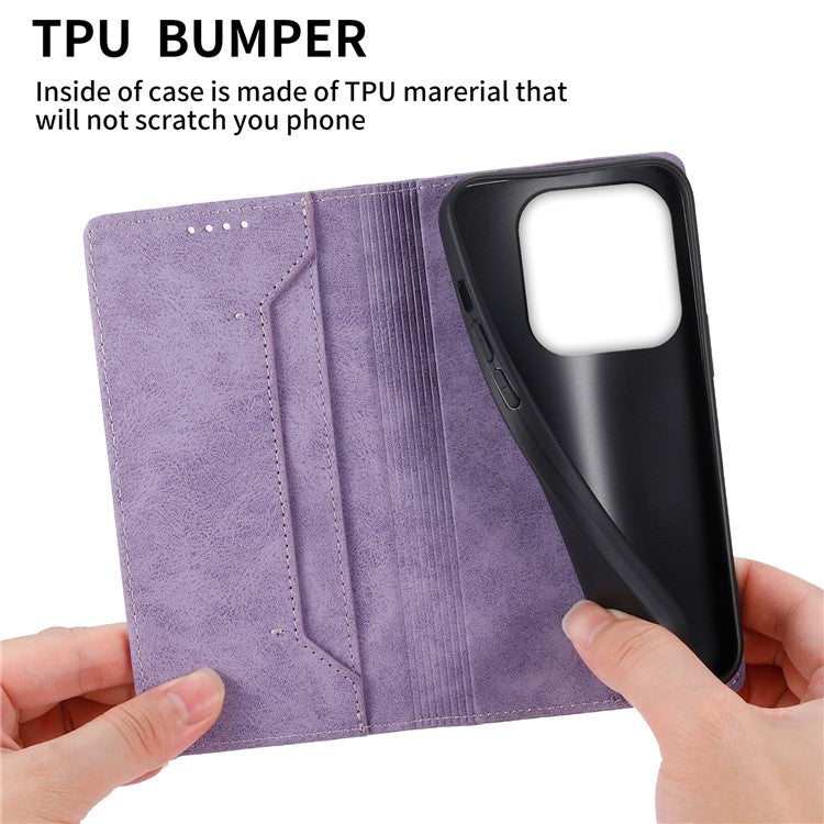 DF-05 For Xiaomi Redmi Note 14 5G / 14 4G Wallet Case RFID Blocking PU Leather Phone Cover - Purple
