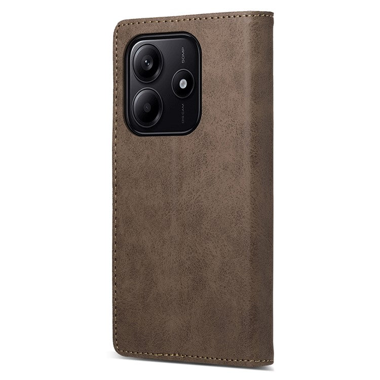 DF-05 For Xiaomi Redmi Note 14 5G / 14 4G Wallet Case RFID Blocking PU Leather Phone Cover - Brown