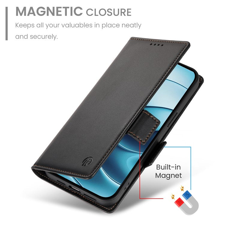 DF-010 For Xiaomi Redmi Note 14 5G / 14 4G Stand Case PU Leather Wallet Phone Cover - Black