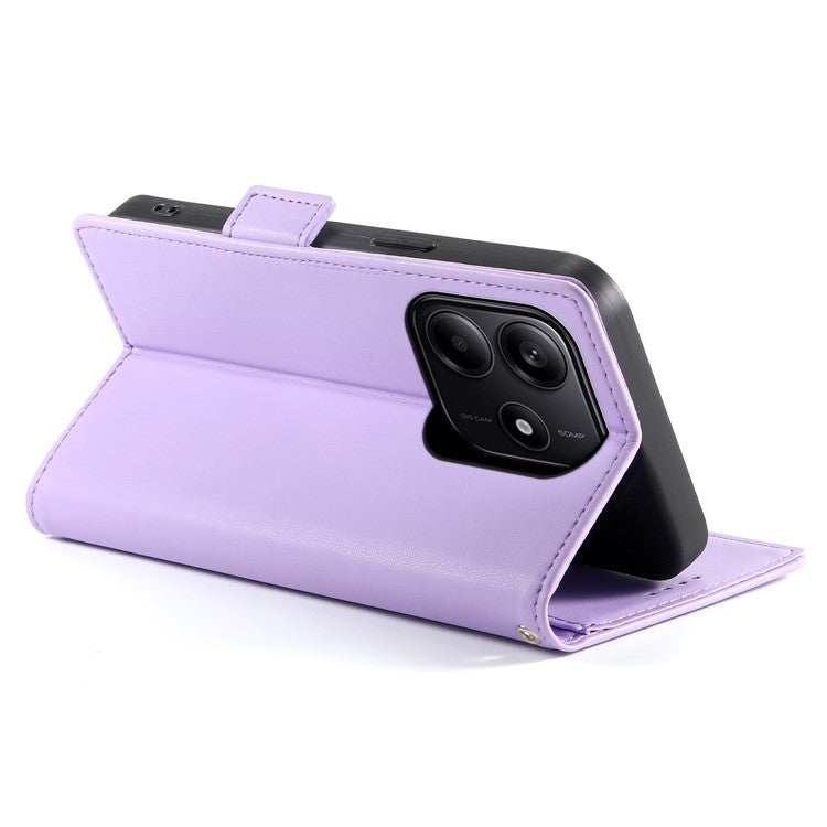 DF-010 For Xiaomi Redmi Note 14 5G / 14 4G Stand Case PU Leather Wallet Phone Cover - Purple