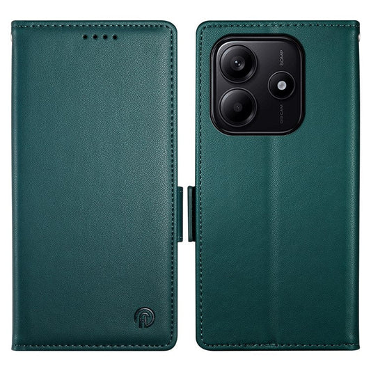 DF-010 For Xiaomi Redmi Note 14 5G / 14 4G Stand Case PU Leather Wallet Phone Cover - Blackish Green