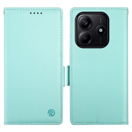 DF-010 For Xiaomi Redmi Note 14 5G / 14 4G Stand Case PU Leather Wallet Phone Cover - Mint Green