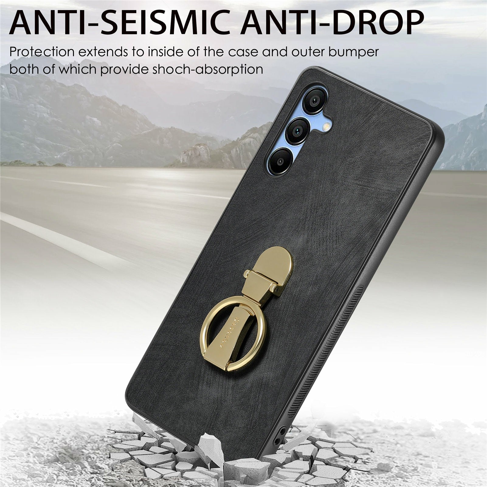 CASENEO D22 For Samsung Galaxy A16 4G / 5G Case Folding Kickstand Retro Leather Back Phone Cover - Blue
