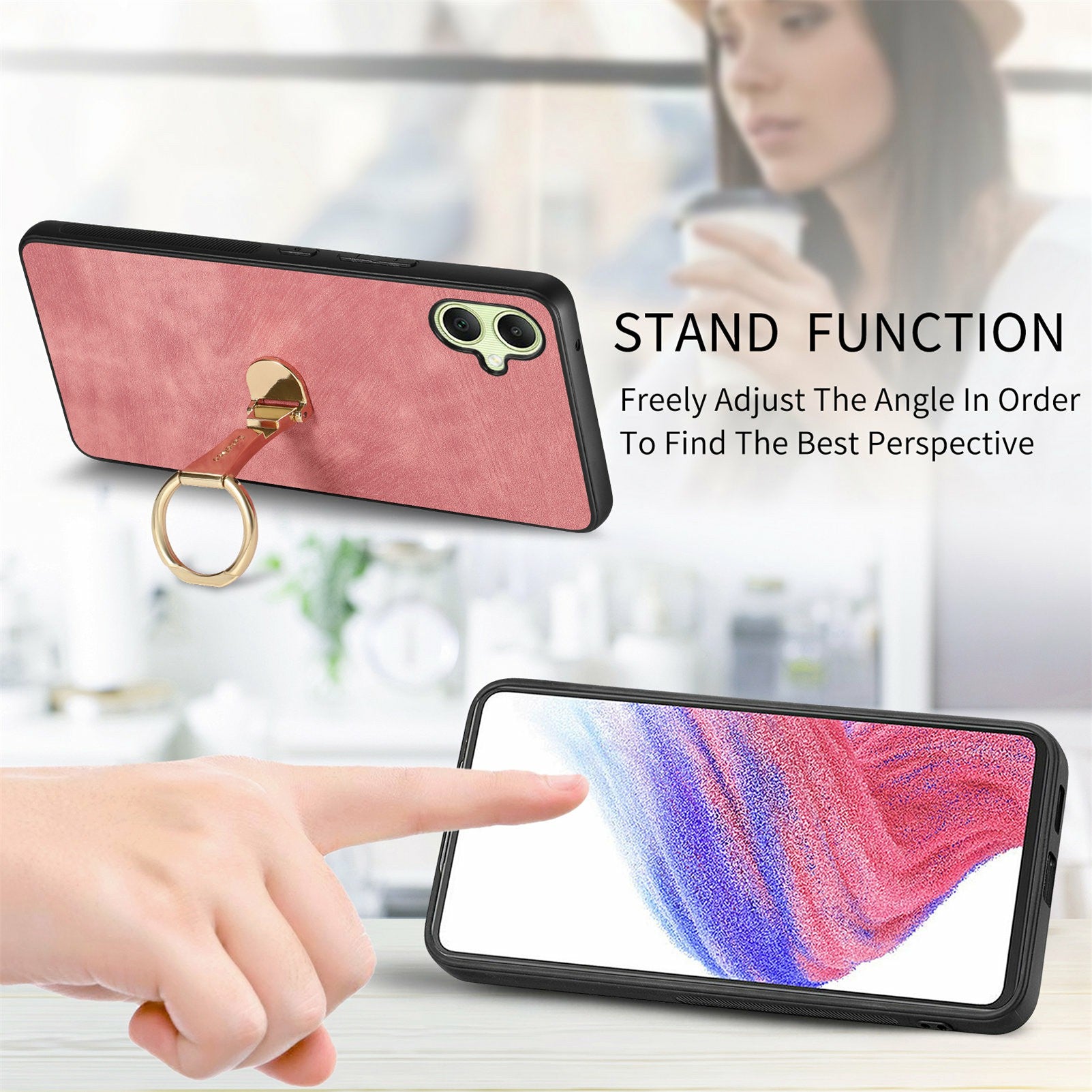 CASENEO D22 For Samsung Galaxy A06 Case Folding Kickstand Retro Leather Back Phone Cover - Brown