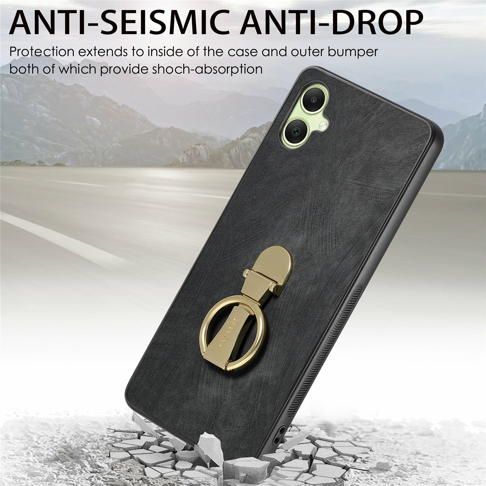 CASENEO D22 For Samsung Galaxy A06 Case Folding Kickstand Retro Leather Back Phone Cover - Brown