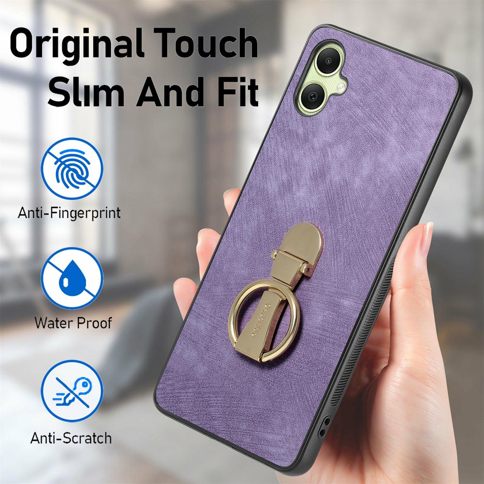 CASENEO D22 For Samsung Galaxy A06 Case Folding Kickstand Retro Leather Back Phone Cover - Brown