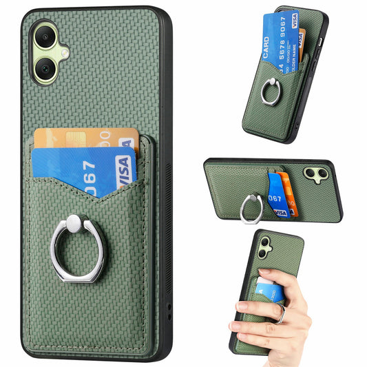 For Samsung Galaxy A06 Case Card Slots Ring Holder Kickstand Phone Cover - Green