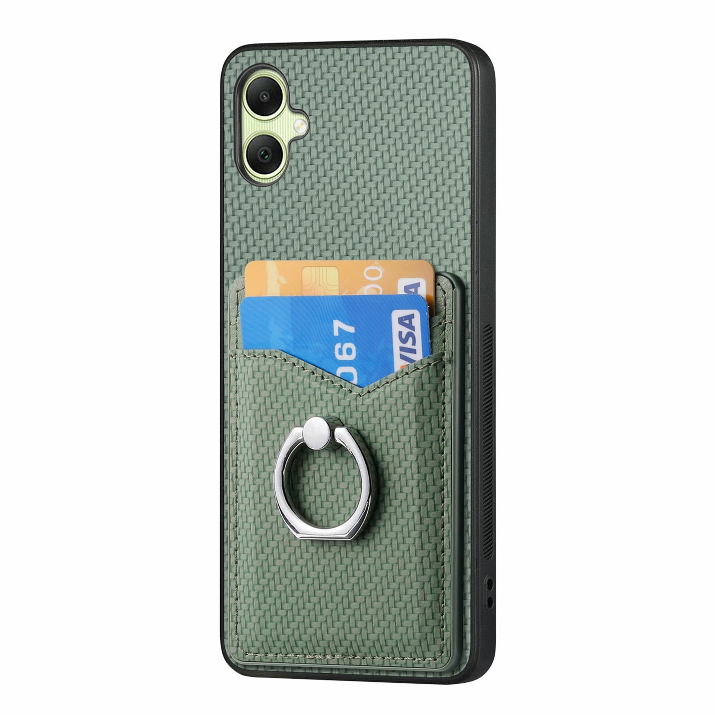 For Samsung Galaxy A06 Case Card Slots Ring Holder Kickstand Phone Cover - Green