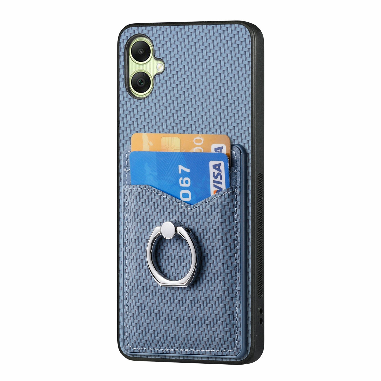 For Samsung Galaxy A06 Case Card Slots Ring Holder Kickstand Phone Cover - Blue