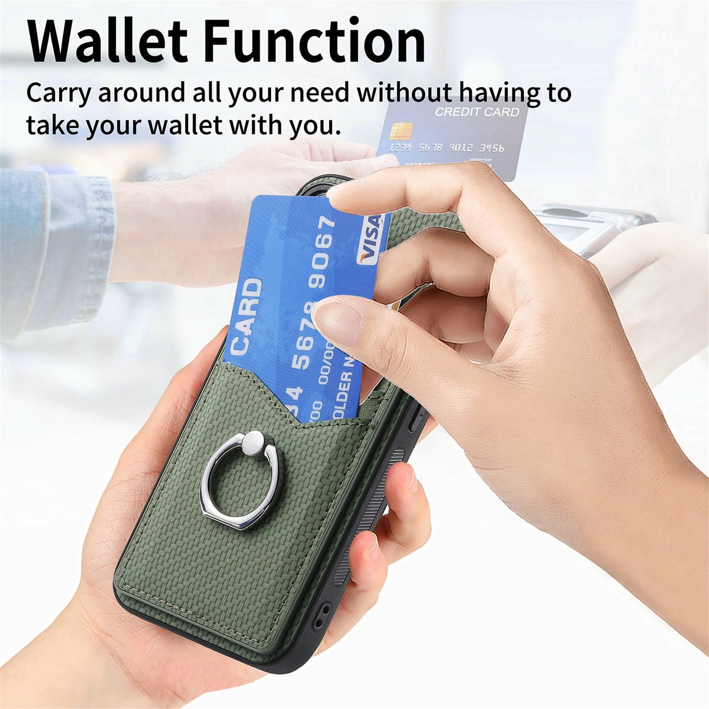 For Samsung Galaxy A16 4G / 5G Case Card Slots Ring Holder Kickstand Phone Cover - Blue