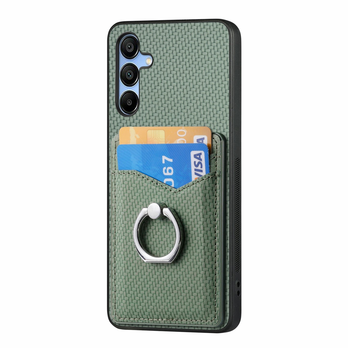 For Samsung Galaxy A16 4G / 5G Case Card Slots Ring Holder Kickstand Phone Cover - Green