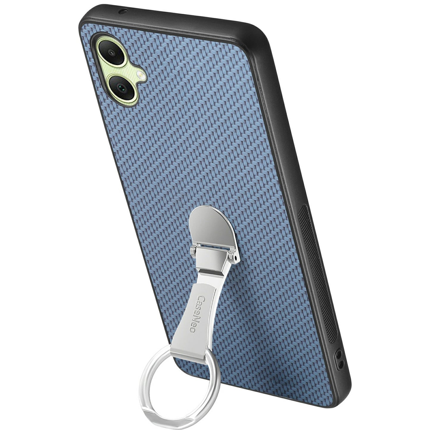 CASENEO C1-19 For Samsung Galaxy A06 Case Folding Kickstand Leather Back Cover Carbon Fiber Texture - Blue