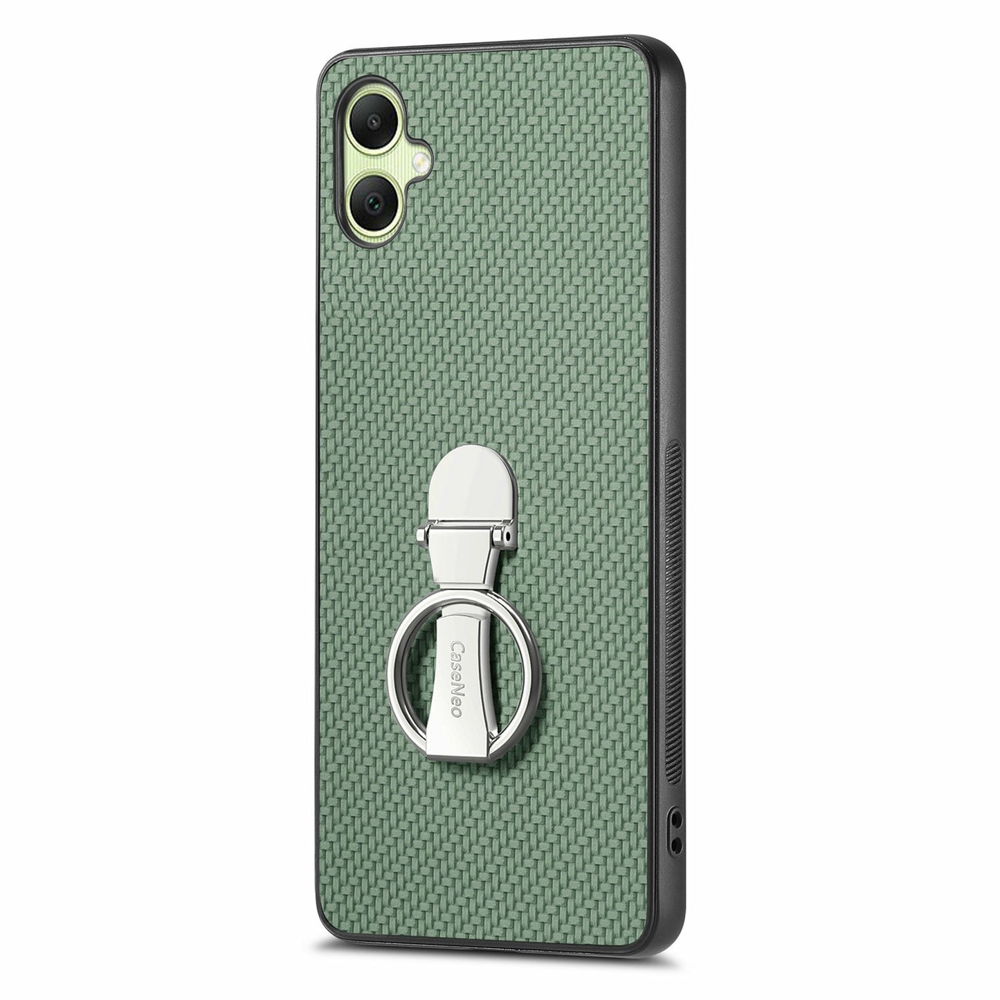 CASENEO C1-19 For Samsung Galaxy A06 Case Folding Kickstand Leather Back Cover Carbon Fiber Texture - Green