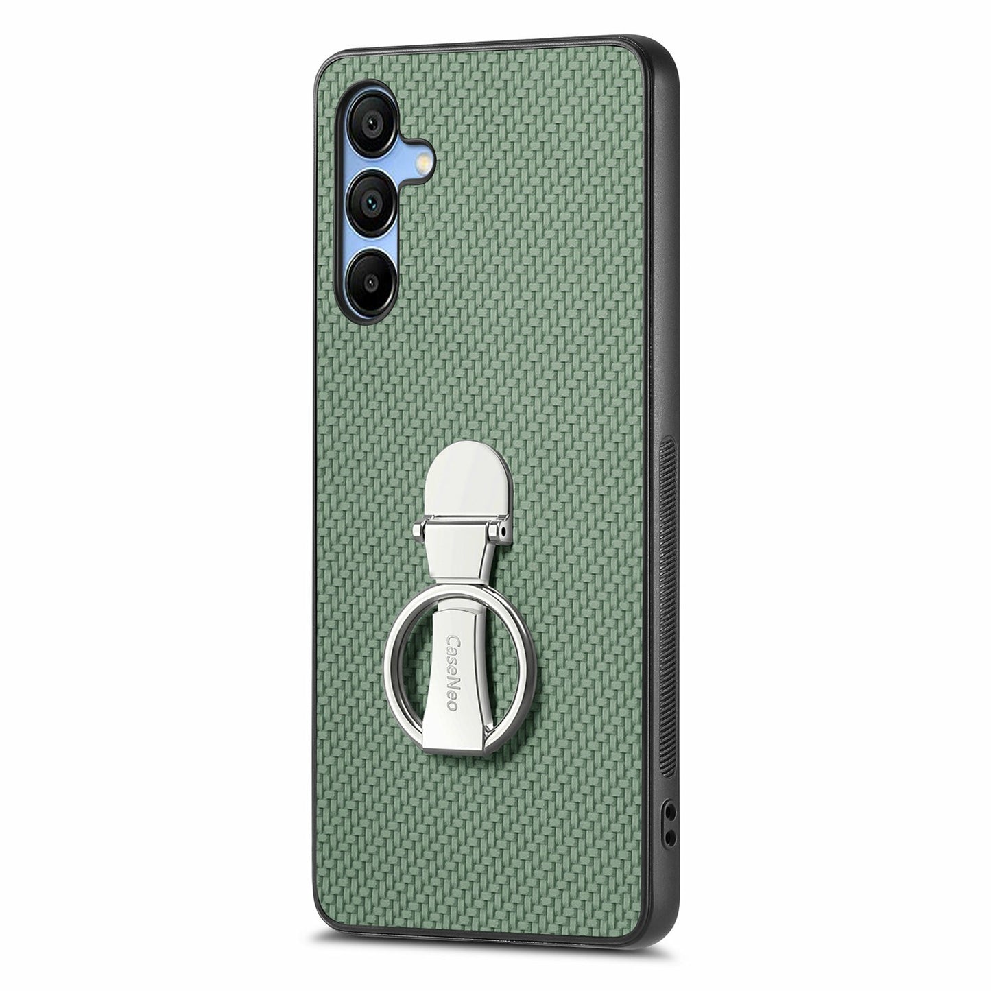 CASENEO C1-19 For Samsung Galaxy A16 4G / 5G Case Folding Kickstand Leather Back Cover Carbon Fiber Texture - Green