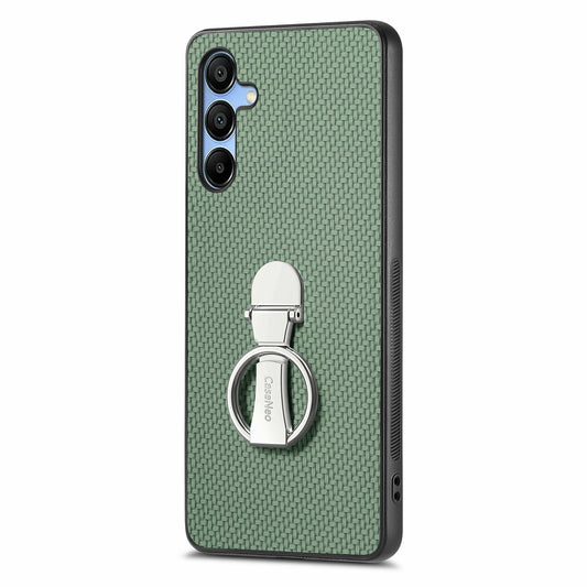 CASENEO C1-19 For Samsung Galaxy A16 4G / 5G Case Folding Kickstand Leather Back Cover Carbon Fiber Texture - Green