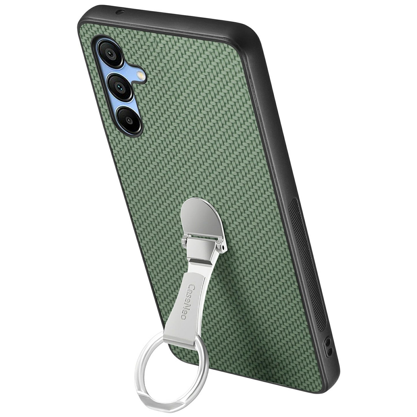 CASENEO C1-19 For Samsung Galaxy A16 4G / 5G Case Folding Kickstand Leather Back Cover Carbon Fiber Texture - Green
