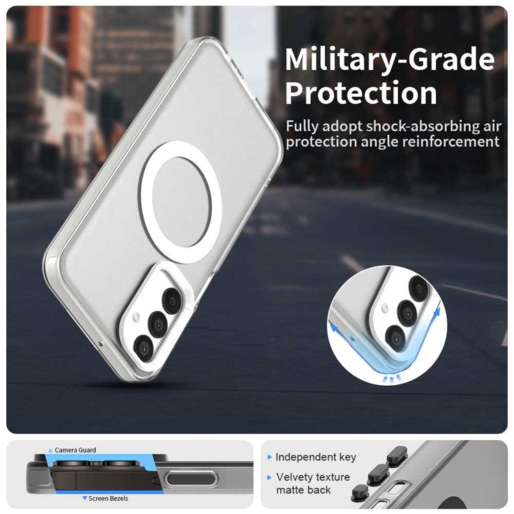 For Samsung Galaxy M15 5G / F15 5G Case Compatible with MagSafe PC+TPU+PET Anti-Drop Phone Cover - White