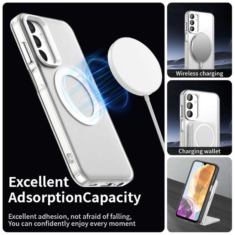 For Samsung Galaxy M15 5G / F15 5G Case Compatible with MagSafe PC+TPU+PET Anti-Drop Phone Cover - White
