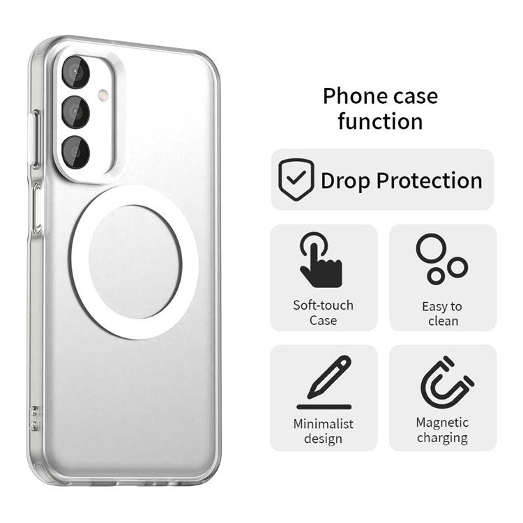 For Samsung Galaxy M15 5G / F15 5G Case Compatible with MagSafe PC+TPU+PET Anti-Drop Phone Cover - White