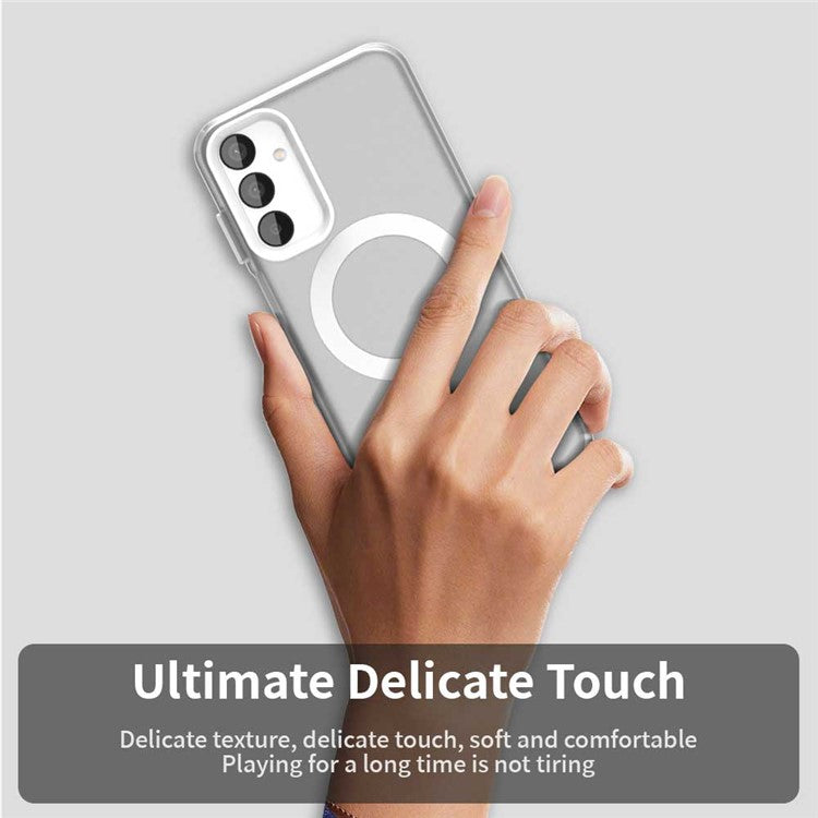 For Samsung Galaxy M15 5G / F15 5G Case Compatible with MagSafe PC+TPU+PET Anti-Drop Phone Cover - White