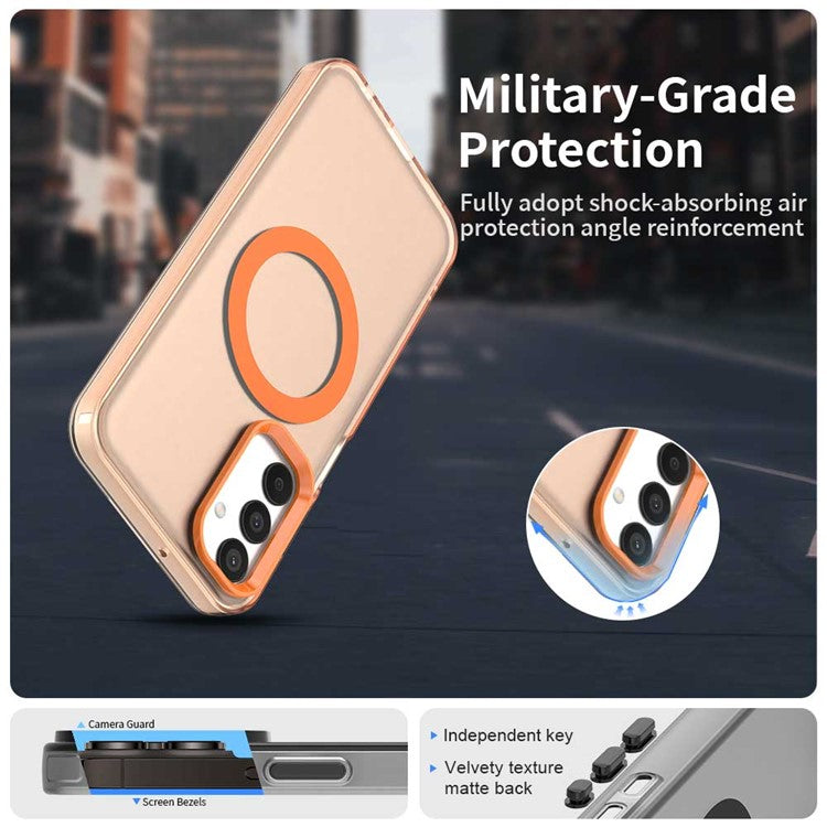 For Samsung Galaxy M15 5G / F15 5G Case Compatible with MagSafe PC+TPU+PET Anti-Drop Phone Cover - Orange