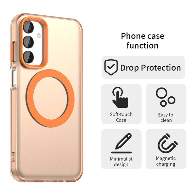 For Samsung Galaxy M15 5G / F15 5G Case Compatible with MagSafe PC+TPU+PET Anti-Drop Phone Cover - Orange