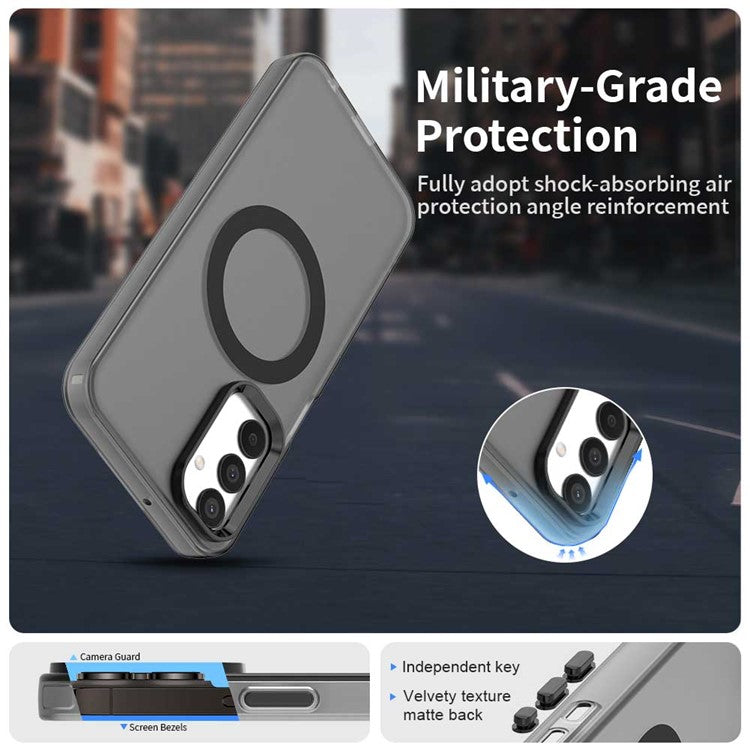 For Samsung Galaxy M15 5G / F15 5G Case Compatible with MagSafe PC+TPU+PET Anti-Drop Phone Cover - Black
