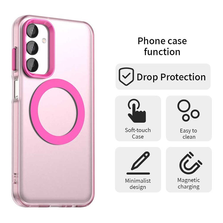 For Samsung Galaxy M15 5G / F15 5G Case Compatible with MagSafe PC+TPU+PET Anti-Drop Phone Cover - Red