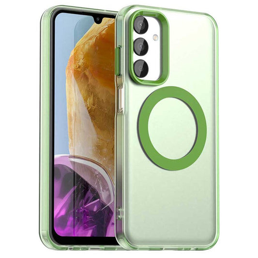 For Samsung Galaxy M15 5G / F15 5G Case Compatible with MagSafe PC+TPU+PET Anti-Drop Phone Cover - Green