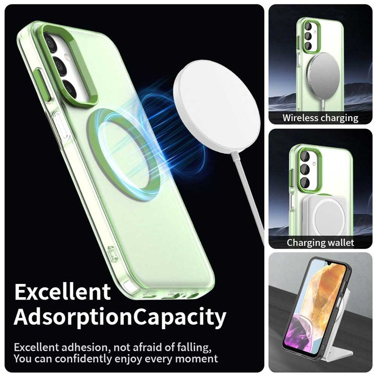For Samsung Galaxy M15 5G / F15 5G Case Compatible with MagSafe PC+TPU+PET Anti-Drop Phone Cover - Green