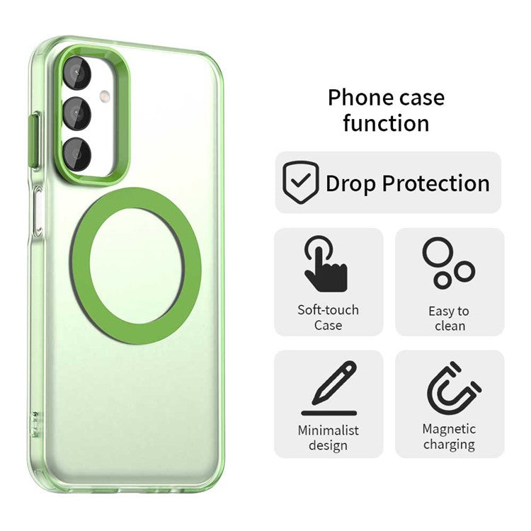 For Samsung Galaxy M15 5G / F15 5G Case Compatible with MagSafe PC+TPU+PET Anti-Drop Phone Cover - Green