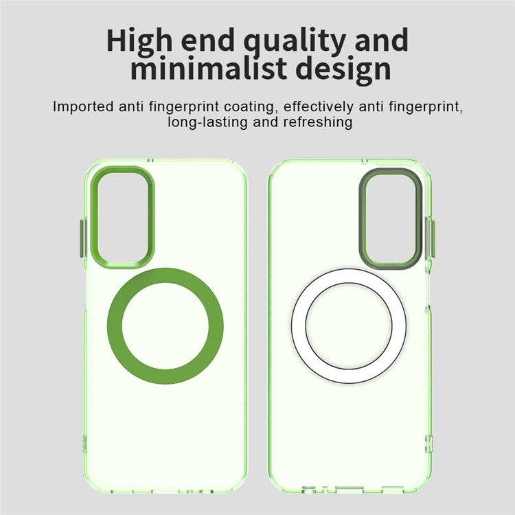 For Samsung Galaxy M15 5G / F15 5G Case Compatible with MagSafe PC+TPU+PET Anti-Drop Phone Cover - Green