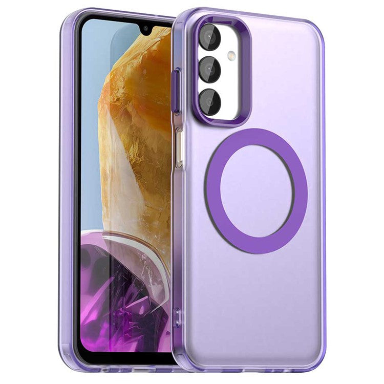 For Samsung Galaxy M15 5G / F15 5G Case Compatible with MagSafe PC+TPU+PET Anti-Drop Phone Cover - Purple