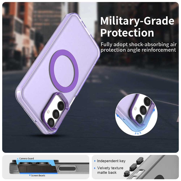 For Samsung Galaxy M15 5G / F15 5G Case Compatible with MagSafe PC+TPU+PET Anti-Drop Phone Cover - Purple