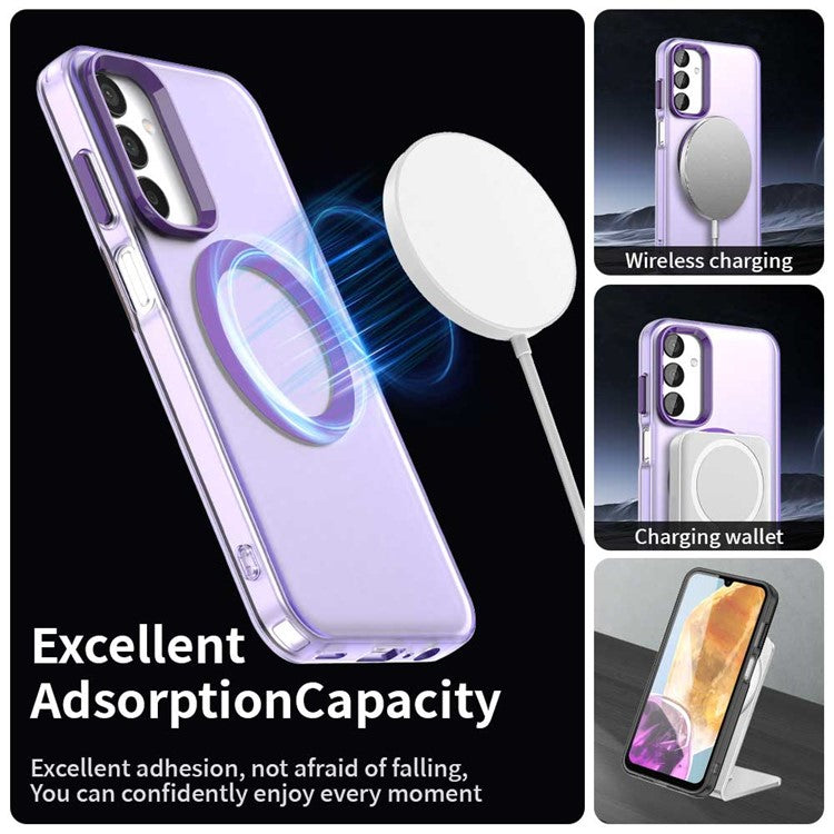 For Samsung Galaxy M15 5G / F15 5G Case Compatible with MagSafe PC+TPU+PET Anti-Drop Phone Cover - Purple