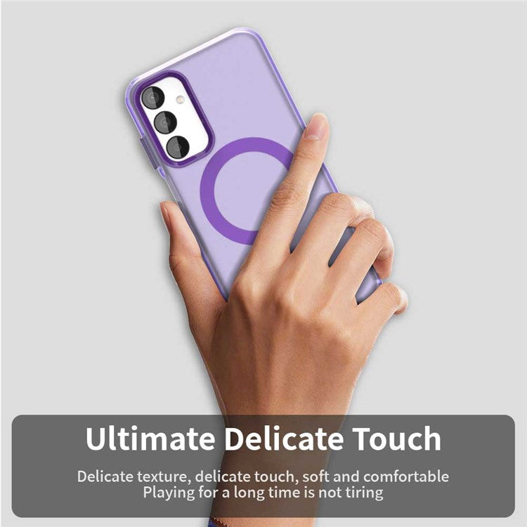 For Samsung Galaxy M15 5G / F15 5G Case Compatible with MagSafe PC+TPU+PET Anti-Drop Phone Cover - Purple
