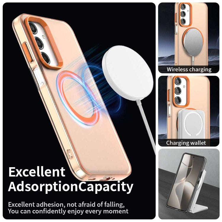 For Samsung Galaxy M35 5G Case Compatible with MagSafe PC+TPU+PET Anti-Drop Phone Cover - Orange