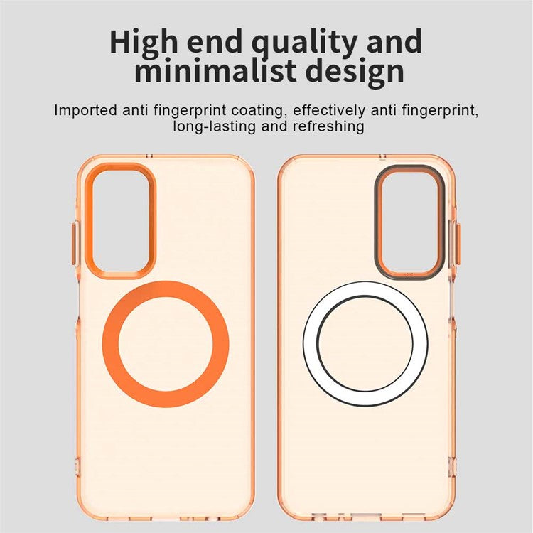 For Samsung Galaxy M35 5G Case Compatible with MagSafe PC+TPU+PET Anti-Drop Phone Cover - Orange