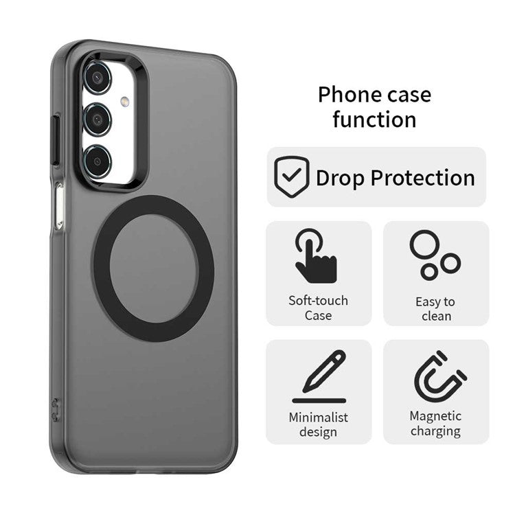 For Samsung Galaxy M35 5G Case Compatible with MagSafe PC+TPU+PET Anti-Drop Phone Cover - Black
