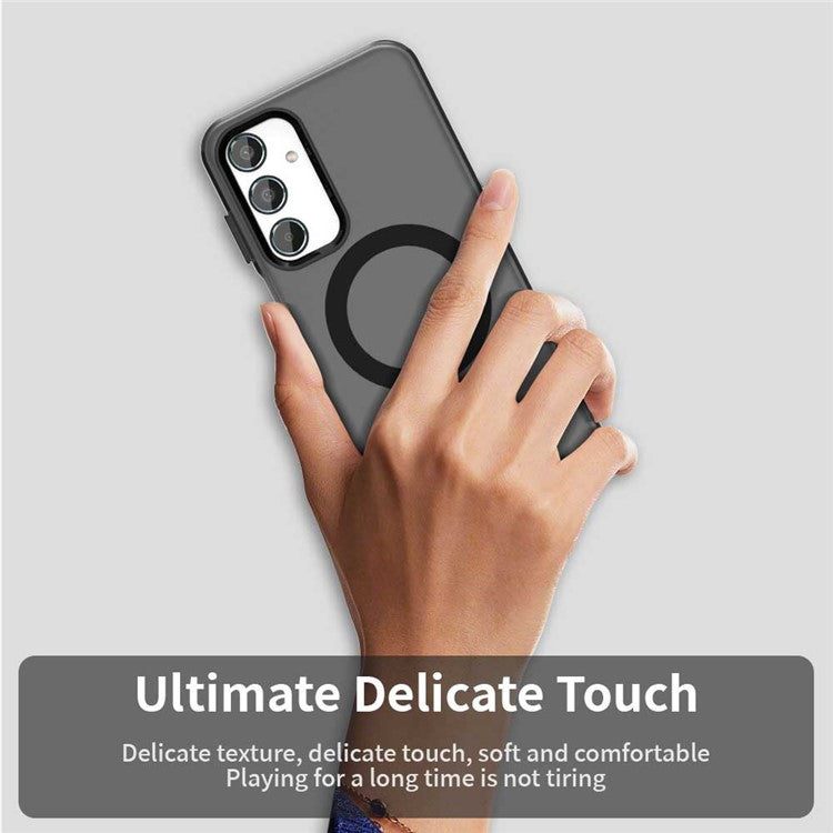 For Samsung Galaxy M35 5G Case Compatible with MagSafe PC+TPU+PET Anti-Drop Phone Cover - Black