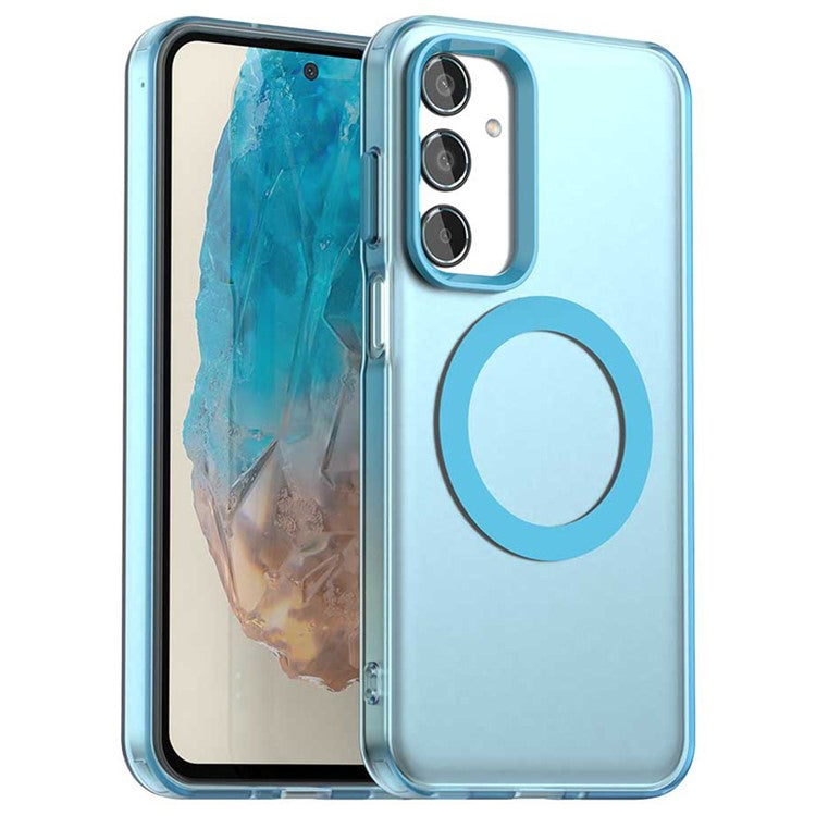 For Samsung Galaxy M35 5G Case Compatible with MagSafe PC+TPU+PET Anti-Drop Phone Cover - Blue